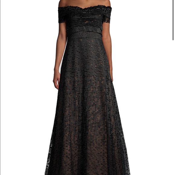 rene ruiz off the shoulder gown